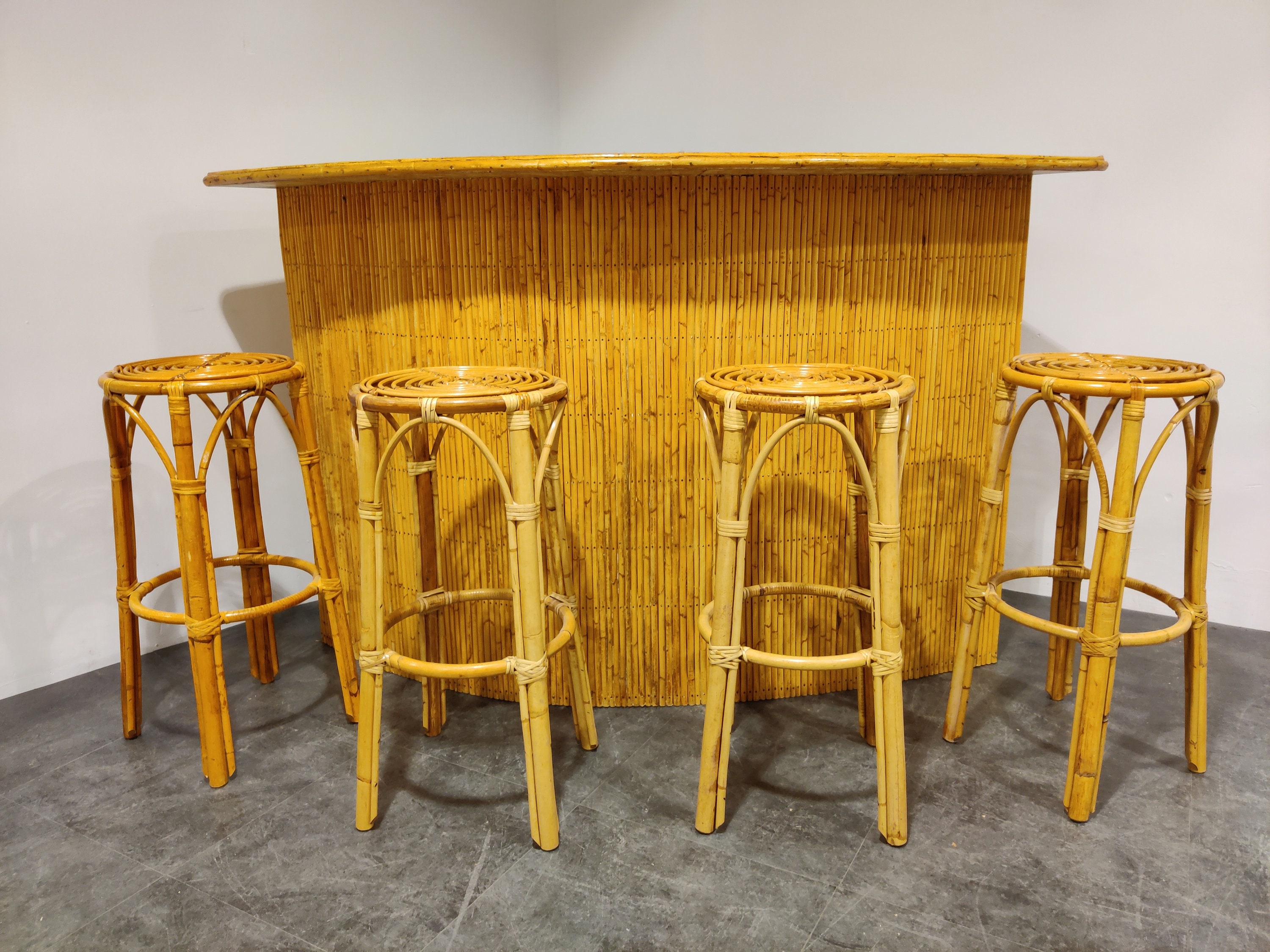 Large mid century Bamboo Bar 1960s vintage bamboo bar vintage bar vintage bar stools vintage home