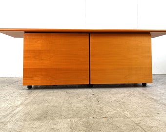 Italian wooden sideboard with sliding doors, 1990s - vintage postmodern sideboard - wooden sideboard - vintage design sideboard