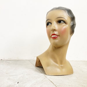 Vintage mannequin head - mannequin display - art deco - milinery stand - shop display - plaster head