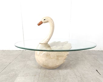 Vintage tesselated swan coffee table, 1980s - vintage stone coffee table - marble coffee table