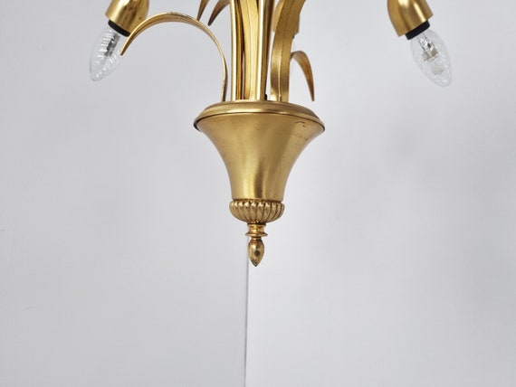 Brass Pineapple Chandelier 1970s Vintage Chandelier Hollywood
