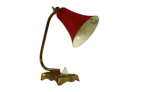 small red table lamp