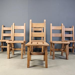 Vintage oak  brutalist dining chairs, 1960s - brutalist dining chairs - vintage dining chairs - oak dining chairs