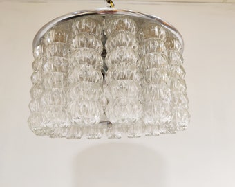 Mid century glass and chrome chandelier, 1960s - vintage chandelier - mid century chandelier - italian glass chandelier - design chandelier