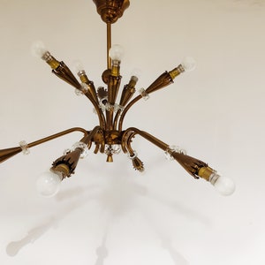 Mid century copper chandelier, 1950s - vintage copper chandelier - vintage french chandelier - vintage spider chandelier