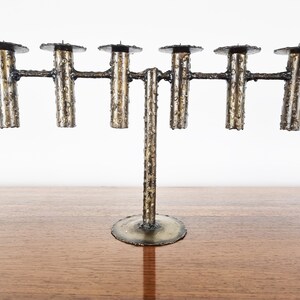 Brutalist candle holder, 1970s - vintage candle holder - metal candle holder