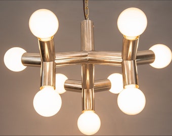 Amazing Atomic Ceiling Lamp by J.T. Kalmar, 1970s - vintage sputnik chandelier - space age chandelier - vintage chrome chandelier