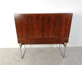 Meuble bar du milieu du siècle, années 1960 - Belgique - meuble bar vintage minimaliste - bar vintage - bar en bois - meuble bar des années 1960