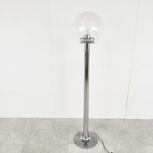 Vintage chrome and glass floor lamp, 1970s - mid century modern murano glass floor lamp - vintage murano floor lamp - glass floor lamp