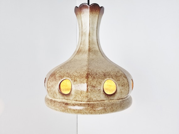 Ceramic pendant light, 1960s - vintage pendant light - mid century pendant light - fat lava pendant light