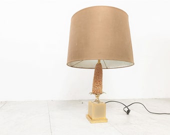 Vintage french corn table lamp, 1970s - brass corn table lamp - hollywood regency table lamp - mid century modern table lamp