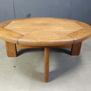 Danish round oak coffee table, 1960s  - vintage wooden coffee table - oak coffee table - mid century modern coffee table
