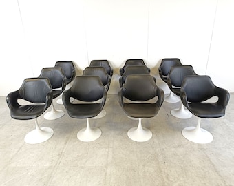 Vintage Boris Tabacoff tulip dining chairs set of 12 -  1960s - mid century dining chairs - space age dining chairs - skai dining chairs