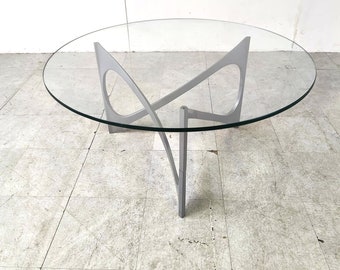 Vintage coffee table by Knut Hesterberg, 1970s - mid century modern coffee table - aluminum coffee table - vintage coffee table