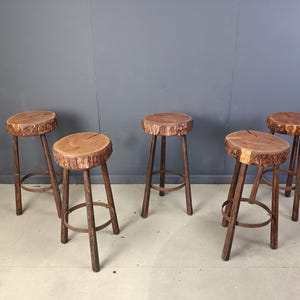 Vintage tree trunk bar stools, 1970s - vintage bar stools - wooden bar stools - rustic bar stools - rustic bar stools