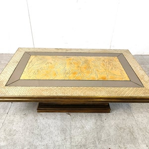 Vintage brass coffee table by Rodolfo Dubarry, 1970s -  brass coffee table - large brass coffee table - hollywood regency coffee table