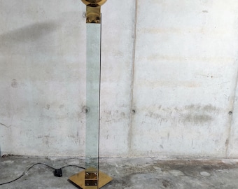 Vintage Brass and glass floor Lamp by Max Baguara for Lamperti, 1970s - italian floor lamp - hollywood regency floor lamp - floor lamp