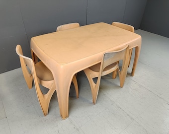 German dining set by Preben Fabricius for Interplast, 1970s - vintage dining table and chairs - mid century dining chairs and table