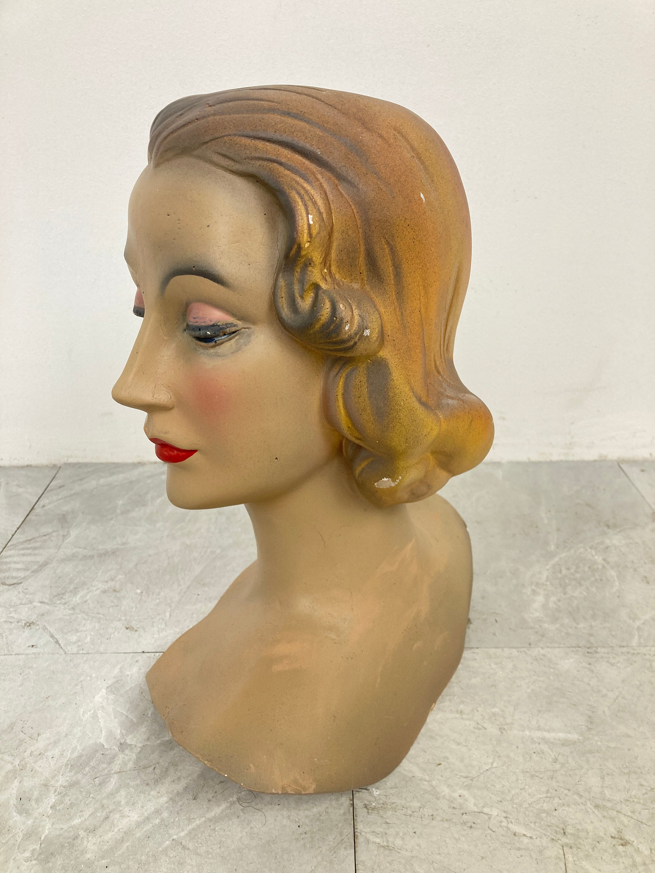 1930's Male Head of Mannequin Man Vintage Design Face Art Deco Plaster  Mannequin Decoration Hat Stand -  Norway