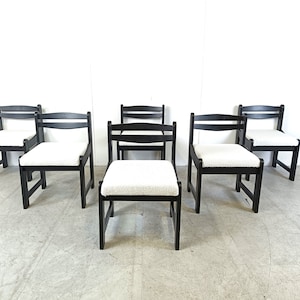Vintage brutalist dining chairs, set of 6 - 1970s - vintage wooden chairs- brutalist chairs- mid century dining chairs - vintage chairs