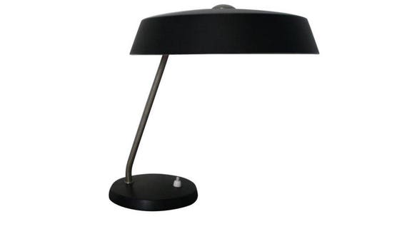 Vintage Black Louis Kalff Lamp By Philips 1960s Table Lamp Etsy