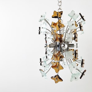 Mid century glass sputnik chandelier, 1970s - glass sputnik chandelier - vintage sputnik chandelier - italian glass sputnik chandelier