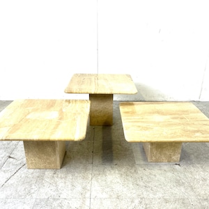 Vintage travertine nesting tables or side tables, 1970s - vintage marble coffee table - italian coffee tables - vintage tables