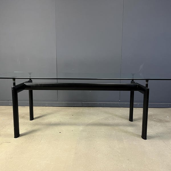 LC6 dining table by Le Corbusier for Cassina, 1990s - glass dining table - corbusier diningtable - pierre jeanneret dining table