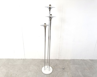 Tony Paul for Mutual Sunset "Bellini" Triple Trumpet Chrome Floor Lamp, 1970s - vintage chrome floor lamp - design floor lamp