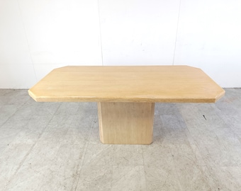 Vintage travertine dining table, 1970s - travertine dining table - italian dining table - marble dining table