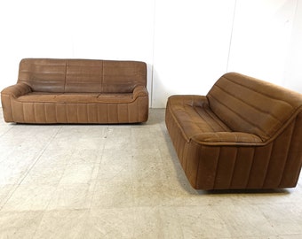 De Sede DS86 sofa set, 1960s - mid century modern leather sofa - vintage leather sofa - brown leather sofa