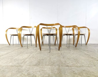 Revers eetkamerstoelen van Andrea Branzi voor Cassina, 1993, set van 6 - vintage design eetkamerstoelen - postmoderne eetkamerstoelen