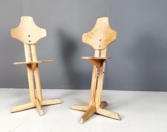 Pair of plywood ergonomical chairs by Rybo, 1970s - vintage norwegian chairs - modular chairs - vintage chairs
