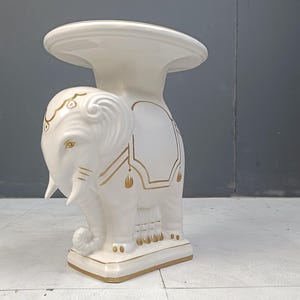 Vintage Hollywood Regency Elephant Plant Stand - 1960s - vintage ceramic elephant sculpture