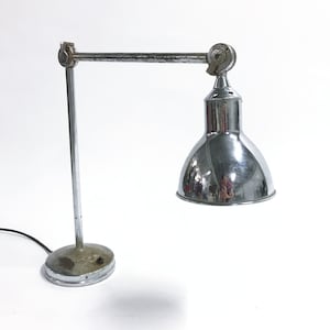 Vintage industrial chrome work light by AGI, 1930s - vintage machinist lamp - articulated table lamp - large desk lamp - chrome desk lamp