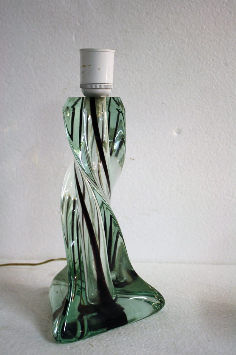 green table lamp 1960s crystal table lamp Vintage french crystal table lamp Antique Table Lamp Vintage Table Lamp