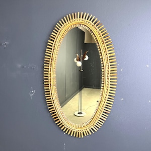 Mid century italian bamboo mirror, 1960s - italian mirror - bamboo and rattan mirror - vintage mirror