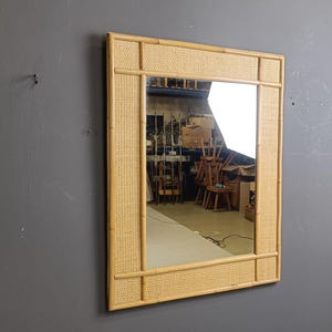Mid century bamboo mirror by Dal Vera, 1960s - vintage bamboo mirror - bohemian mirror - italian mirror