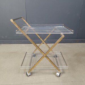 Brass and lucite drinks trolley, 1970s - hollywood regency trolley - mid century serving cart - vintage drinks trolley