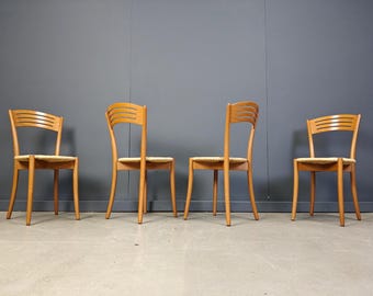 Vintage italian bistro and papercord dining chairs, 1980s - vintage design dining chairs - italian design dining chairs
