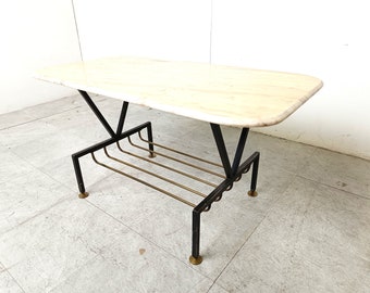Vintage italian marble coffee table, 1950s - marble cocktail table - stone coffee table - design marble coffee table  - living room table