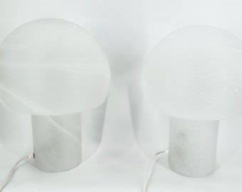 Coppia di lampade da tavolo a forma di fungo di Peil e Putzler, anni '70 - lampade da tavolo a forma di fungo in vetro - lampade da tavolo vintage - lampade da comodino