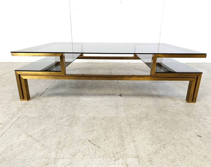 Brass Coffee Table by Guy Lefevre, 1970s Brass Coffee Table Large Brass