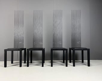 Vintage high back dining chairs, 1980s - vintage design dining chairs - sculptural dining chairs