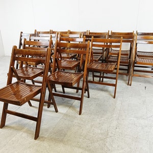 Mid century wooden folding chairs, 1950s - vintage folding chairs - industrial chairs - industrial stools - foldable chairs