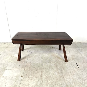 Solid wooden brutalist coffee table, 1960s  - vintage wooden coffee table - oak coffee table - mid century modern coffee table