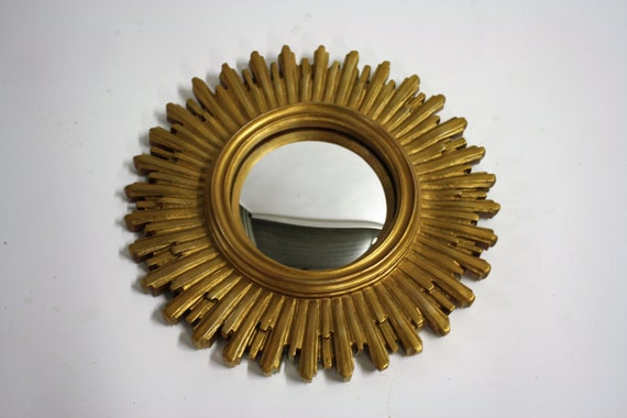 Vintage Golden Sunburst Mirror 1960s Gilded 50