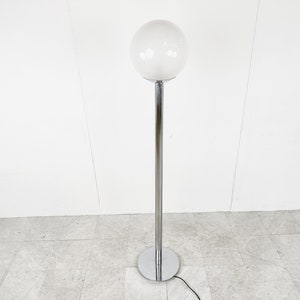 Vintage chrome and glass floor lamp, 1970s - mid century modern murano glass floor lamp - vintage murano floor lamp - glass floor lamp