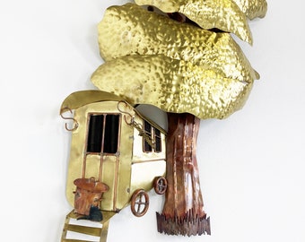 Copper tree wall sculpture by Daniel D'Haeseleer, 1970s - brass wall sculpture - copper wall sculpture - vintage wall sculpture
