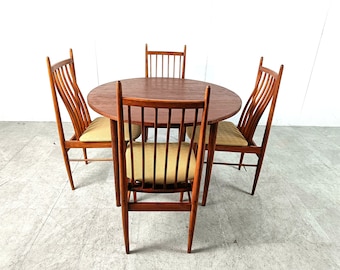 Mid century dining set, Denmark 1960’s - scandinavian dining chairs - scandinavian dining table set of 4 teak chairs